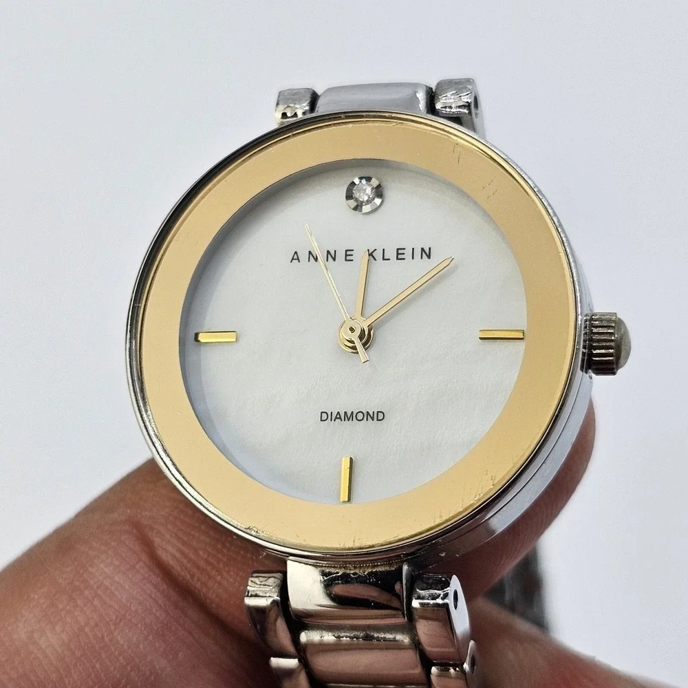Anne Klein Diamond Women's 26MM White Dial Gray‎ Tone Bracelet 7
